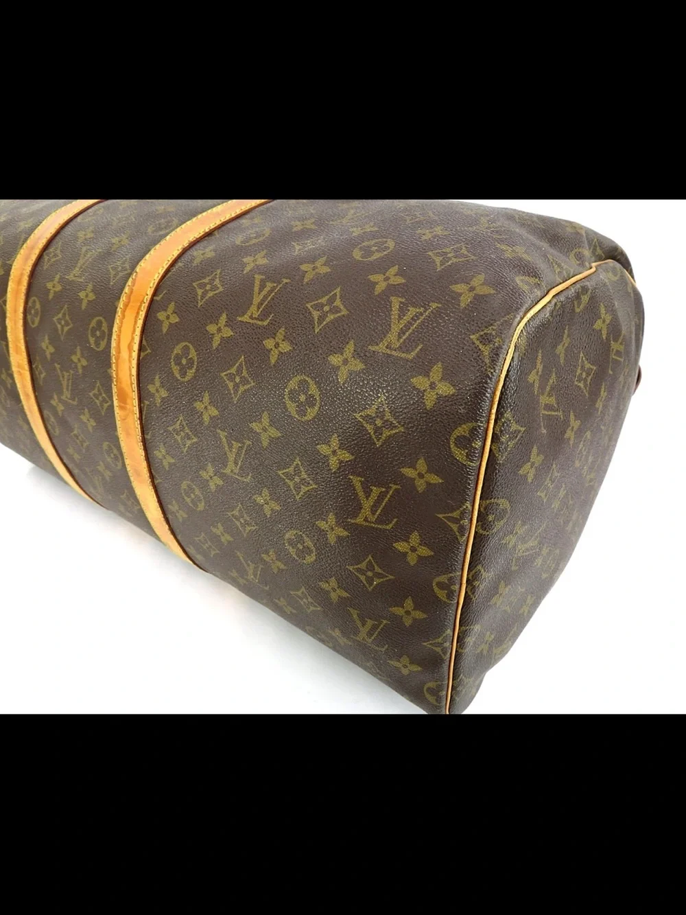Louis Vuitton Brown Monogram Duffel Bag with Tan Trim